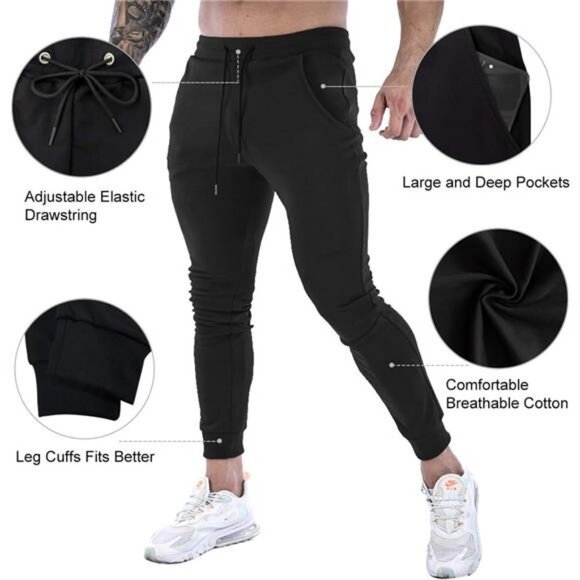Men's Slim Joggers Gym Workout Pants, Sport Training Tapered, Athletics Joggers - Picture 5 of 7